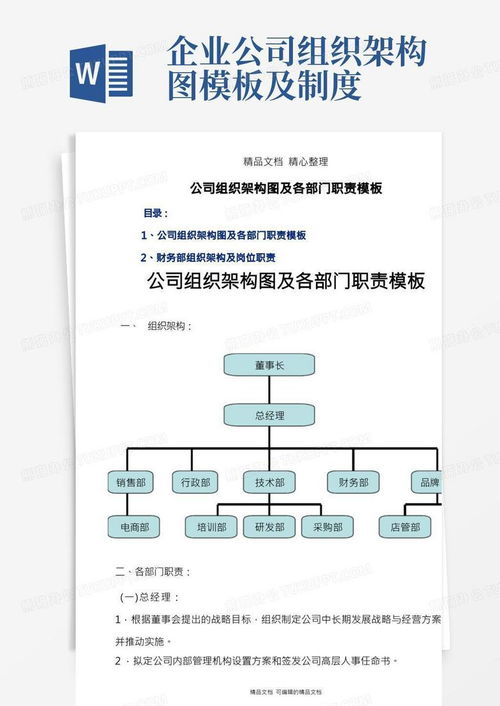公司組織架構(gòu)圖與各部門職責(zé)Word模板下載（編號 lrjzyjpv 熊貓辦公）
